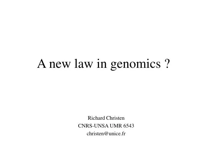 a new law in genomics