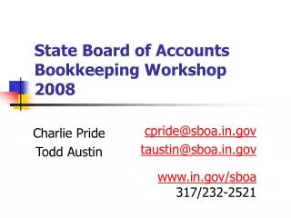 State Board of Accounts Bookkeeping Workshop 2008
