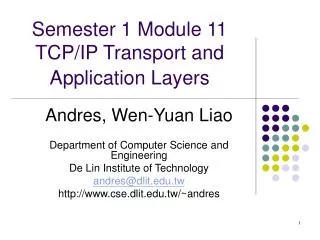 Semester 1 Module 11 TCP/IP Transport and Application Layers