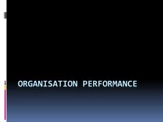 ORGANISATION PERFORMANCE