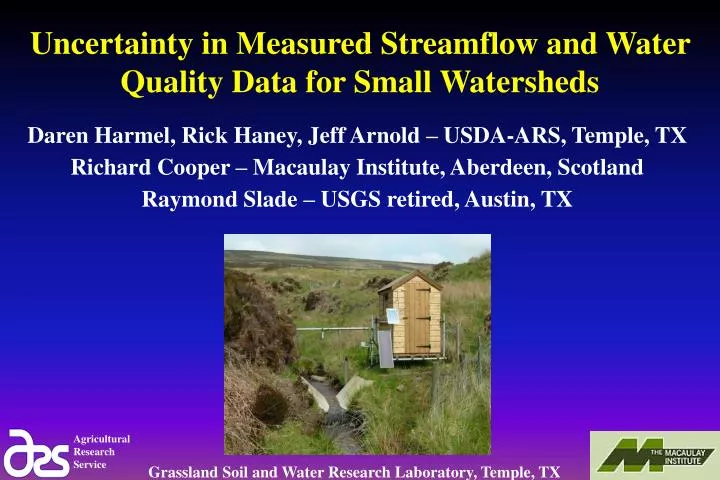 uncertainty in measured streamflow and water quality data for small watersheds