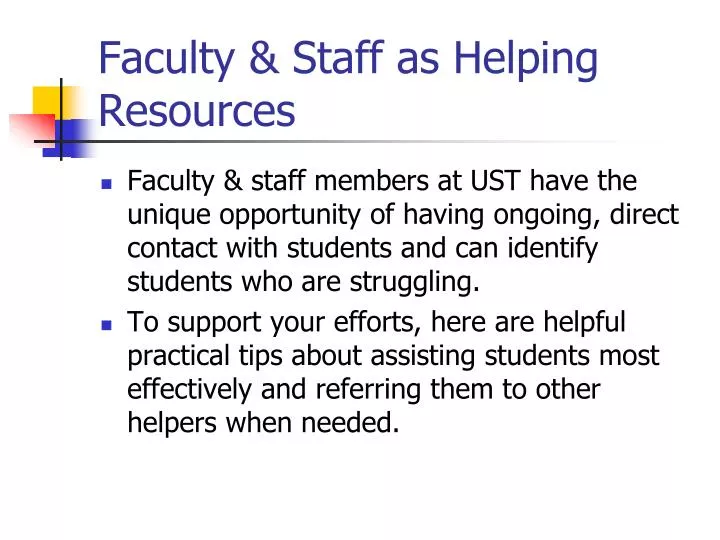 faculty staff as helping resources