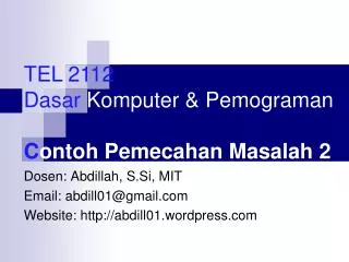 dosen abdillah s si mit email abdill01@gmail com website http abdill 01 wordpress com
