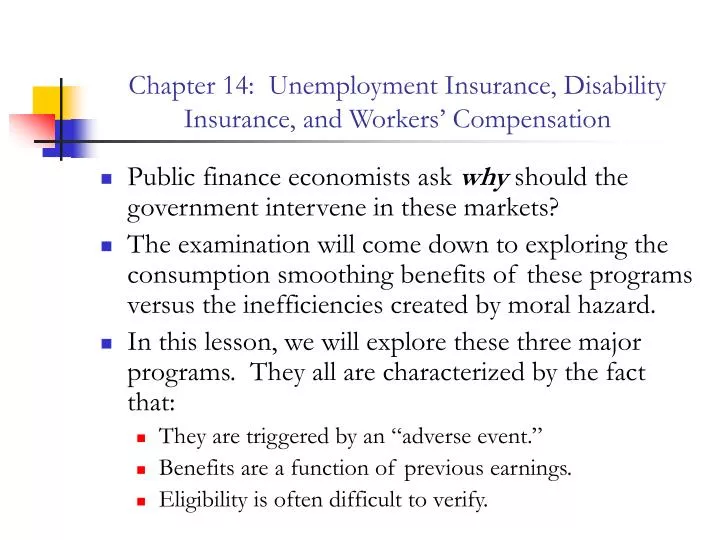 chapter 14 unemployment insurance disability insurance and workers compensation