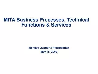 MITA Business Processes, Technical Functions &amp; Services