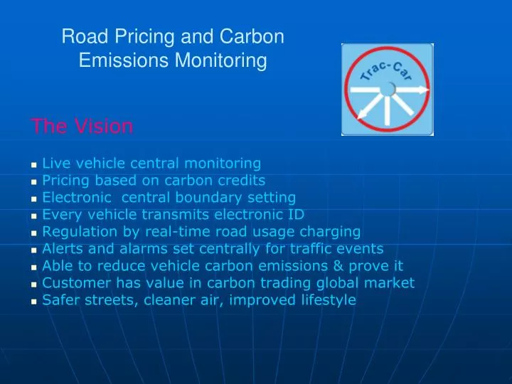 road pricing and carbon emissions monitoring
