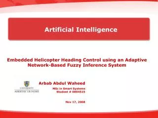 Embedded Helicopter Heading Control using an Adaptive Network-Based Fuzzy Inference System