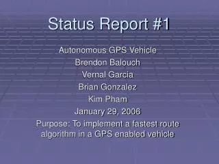 Status Report #1