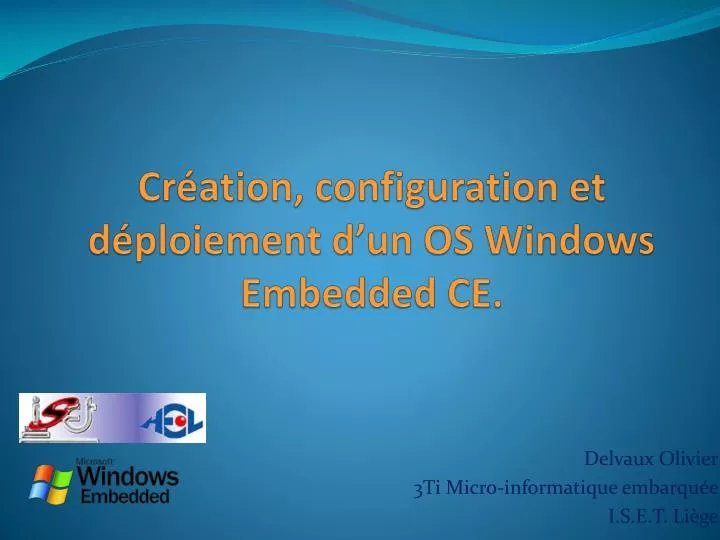 cr ation configuration et d ploiement d un os windows embedded ce