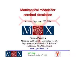 Matematical models for cerebral circulation