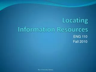 Locating Information Resources