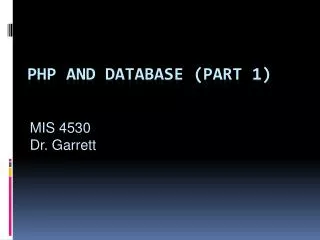 Php and database (part 1)