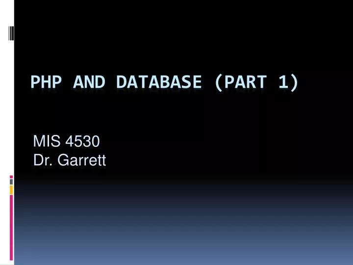 php and database part 1
