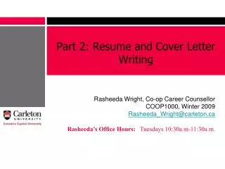 Part 2: Resume and Cover Letter Writing