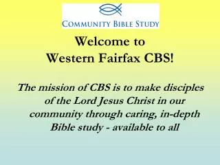 Welcome to Western Fairfax CBS!