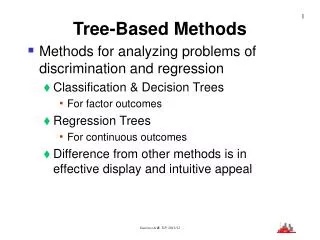 Tree-Based Methods Methods for analyzing problems of discrimination and regression