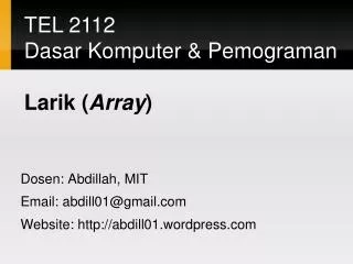 dosen abdillah mit email abdill01@gmail com website http abdill01 wordpress com