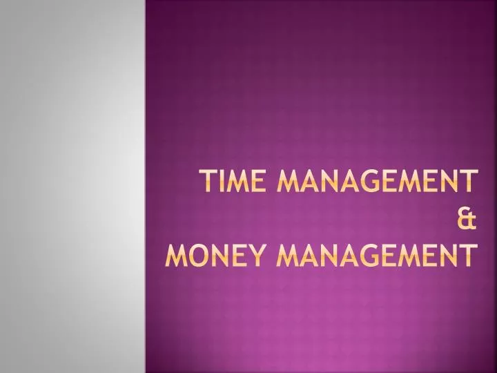time management money management