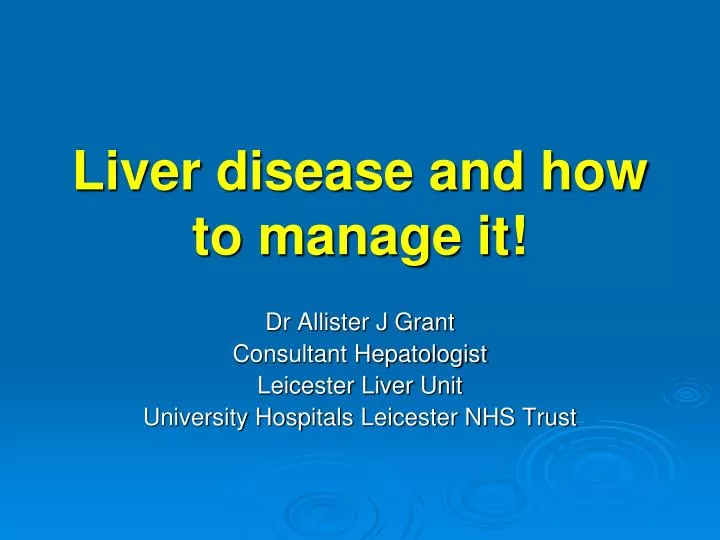 liver disease and how to manage it