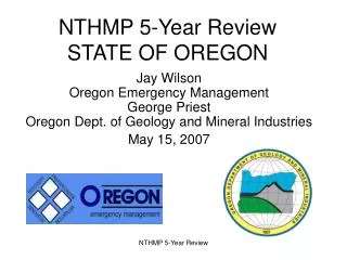 NTHMP 5-Year Review STATE OF OREGON
