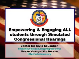 Empowering &amp; Engaging ALL students through Simulated Congressional Hearings