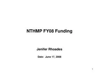 NTHMP FY08 Funding