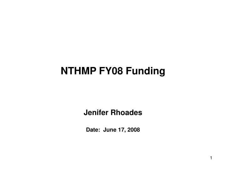 nthmp fy08 funding