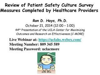 Review of Patient Safety Culture Survey Measures Completed by Healthcare Providers