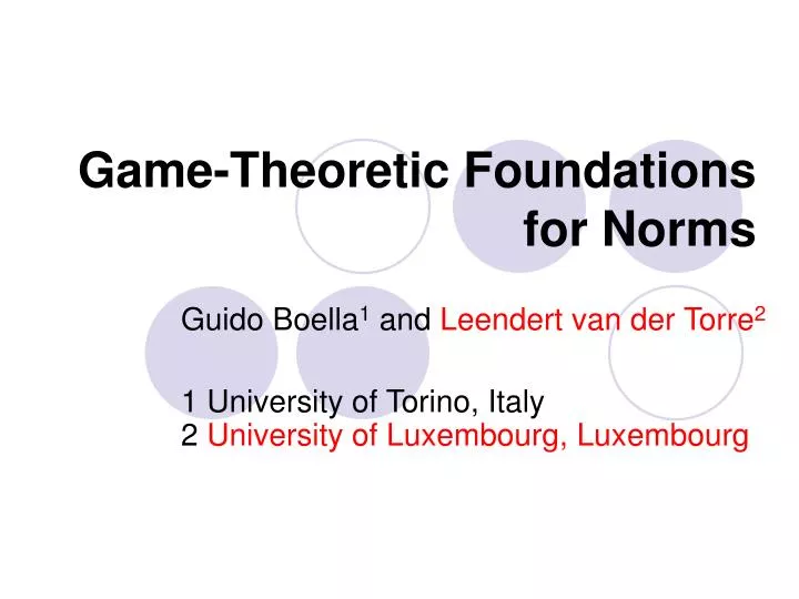 game theoretic foundations for norms