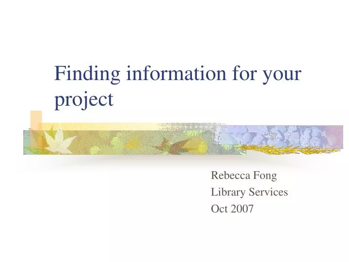 finding information for your project