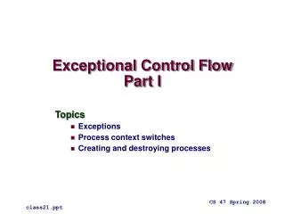 Exceptional Control Flow Part I