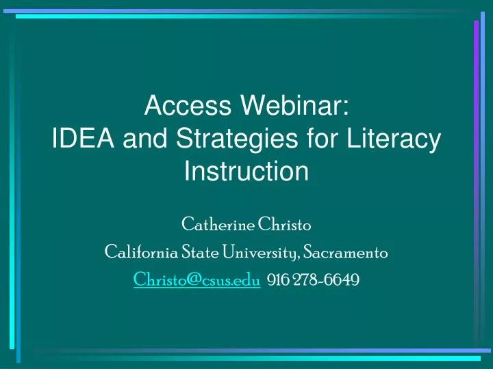 access webinar idea and strategies for literacy instruction