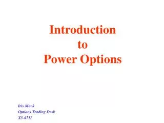 Introduction to Power Options