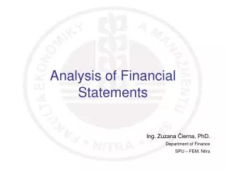 Analysis of Financial Statements