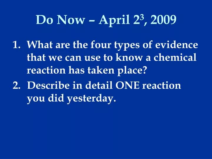 do now april 2 3 2009