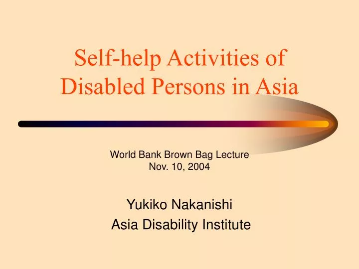 self help activities of disabled persons in asia