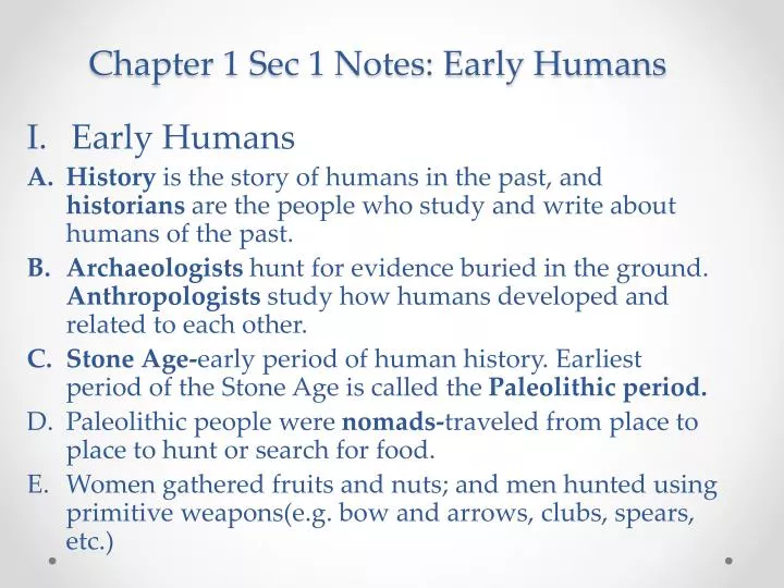 chapter 1 sec 1 notes early humans