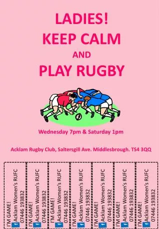 LADIES! KEEP CALM AND PLAY RUGBY