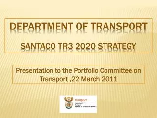 Department of transport SANTACO TR3 2020 STRATEGY