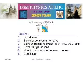 Outline: Introduction Some experimental remarks Extra Dimensions (ADD, TeV -1 , RS, UED, BH)