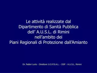 dr fabbri loris direttore u o p s a l dsp a u s l rimini