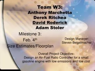 Team W3: Anthony Marchetta Derek Ritchea David Roderick Adam Stoler