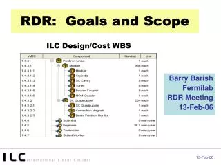 RDR: Goals and Scope