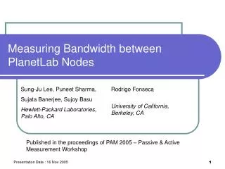 Measuring Bandwidth between PlanetLab Nodes