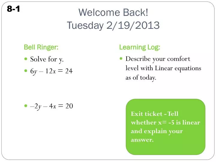 welcome back tuesday 2 19 2013