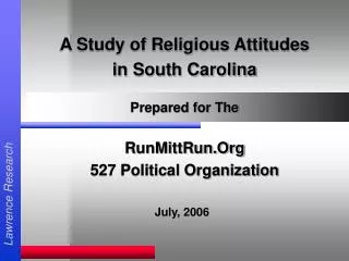 A Study of Religious Attitudes in South Carolina