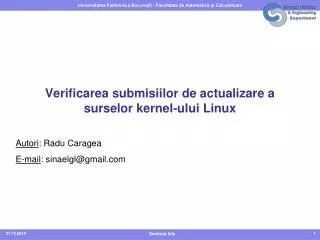 Verificarea submisiilor de actualizare a surselor kernel-ului Linux