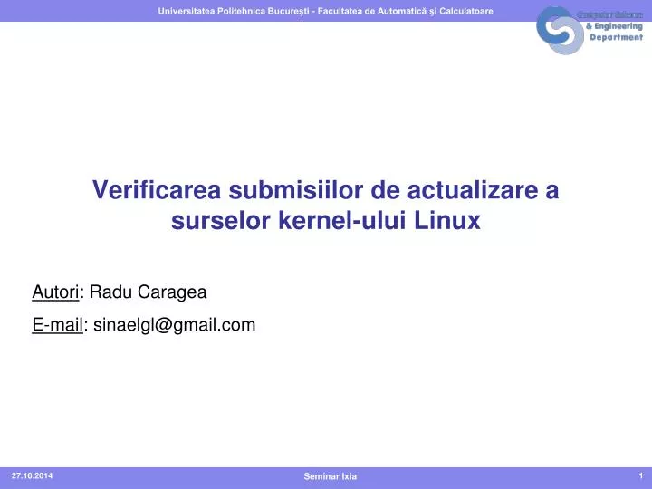 verificarea submisiilor de actualizare a surselor kernel ului linux