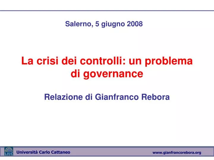 la crisi dei controlli un problema di governance