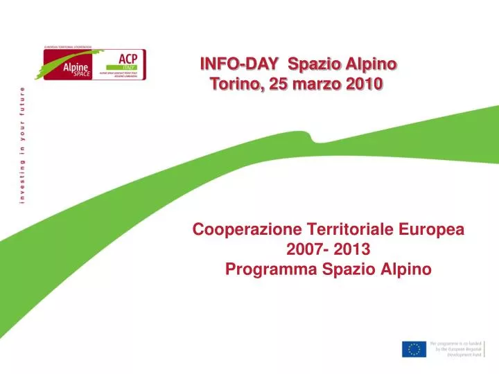 cooperazione territoriale europea 2007 2013 programma spazio alpino